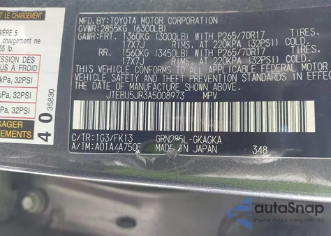 2010 Toyota 4Runner Sr5 V6 z USA, uszkodzony, nr VIN JTEBU5JR3A5008973